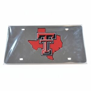 Texas Tech Red Raiders License Plate Chrome & Red Texas Logo NEW